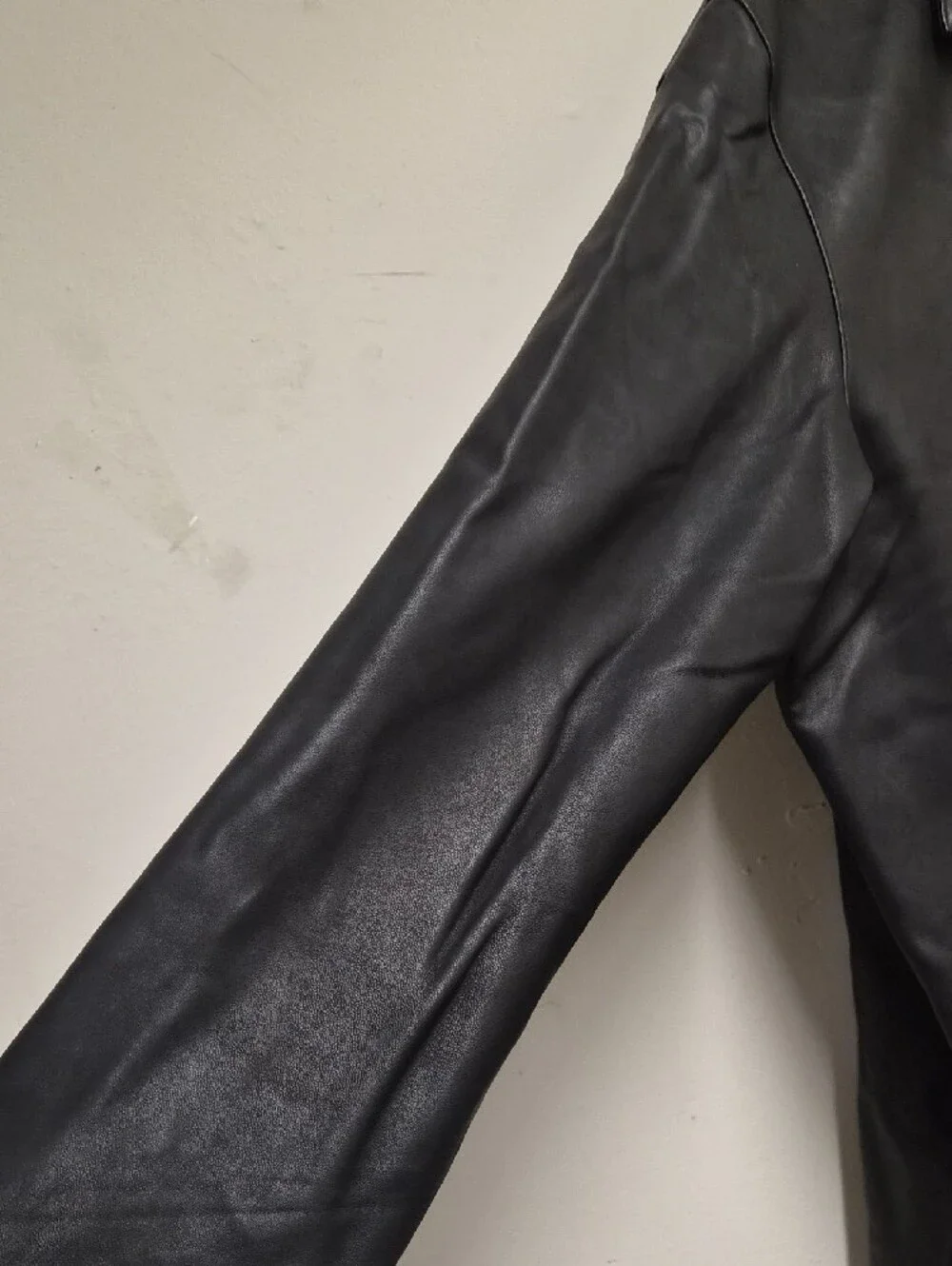 Golden Bear Men's Black Leather Bomber Jacket Size L